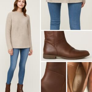 UGG Australia Women’s 9.5 Brown Leather Ankle Boots | Side Zip | Round Toe | Cla